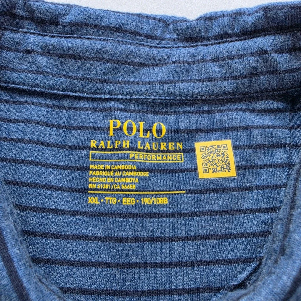Polo Ralph Lauren Performance Mens XXL Blue Striped Short Sleeve Golf Polo Shirt